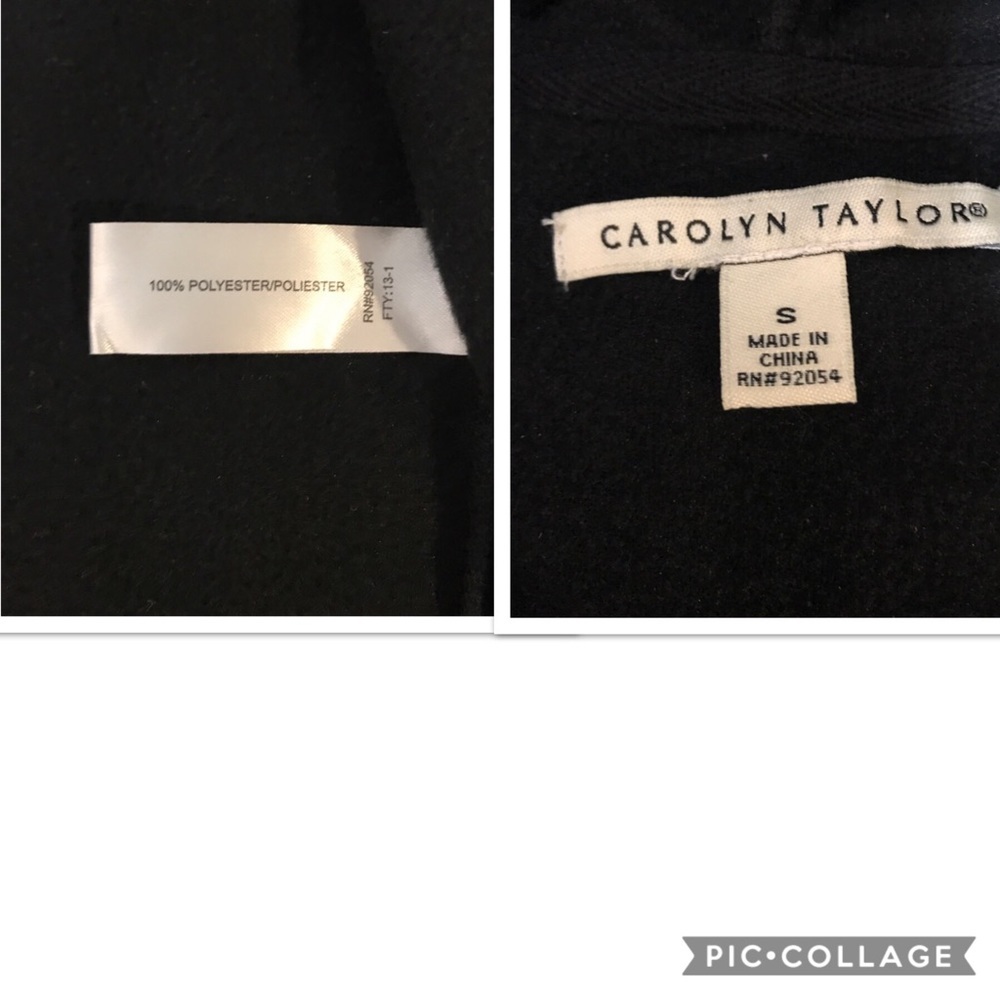 CAROLYN TAYLOR Solid Black Fleece Hooded Jacket S - Picture 5 of 7